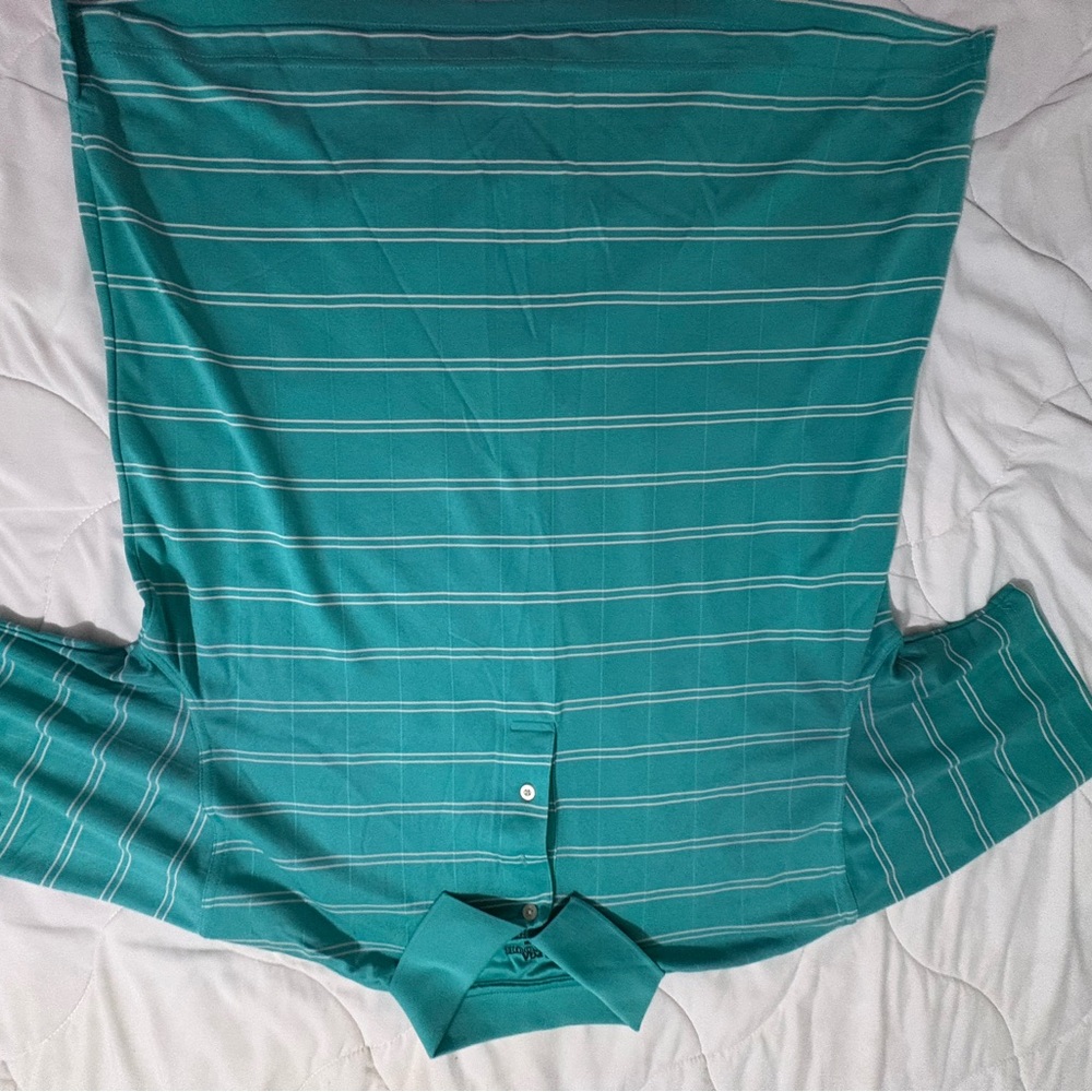 PGA Tour Teal Striped Polo Shirt